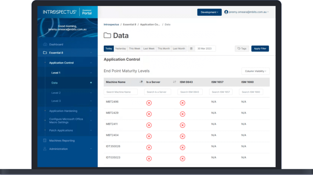 Introspectus Assessor Application Control Reports
