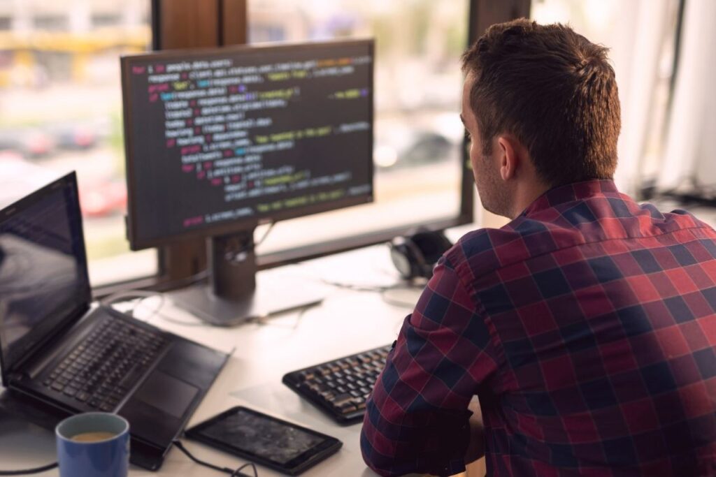 IT security worker at a computer